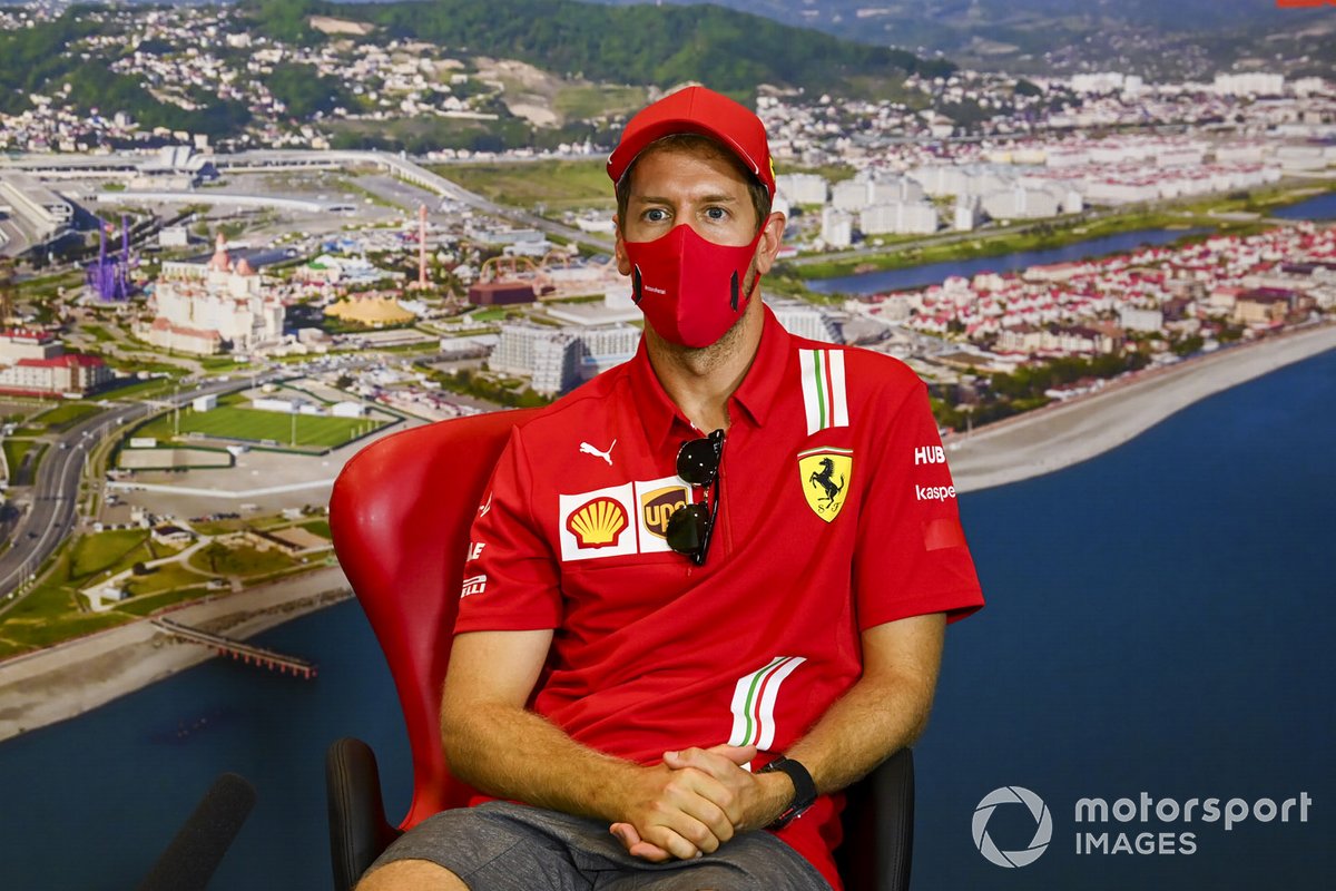 Sebastian Vettel, Ferrari in the press conference