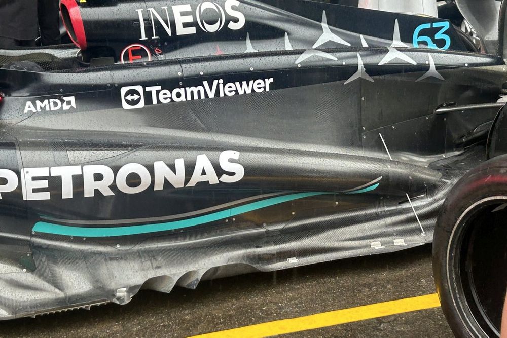Mercedes W14 detalle del sidepod