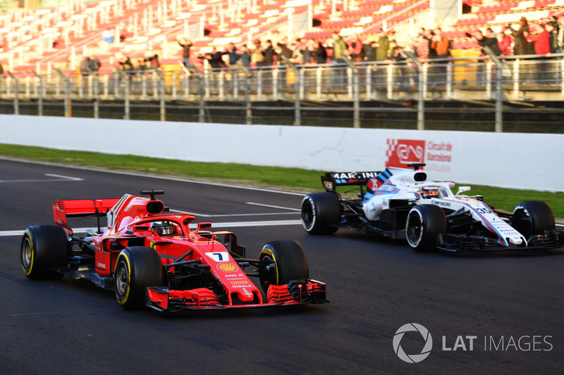 Kimi Raikkonen, Ferrari SF71H, prova di partenza