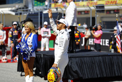 Lewis Hamilton, Mercedes AMG F1, waves to the crowd during the pre-race presentation