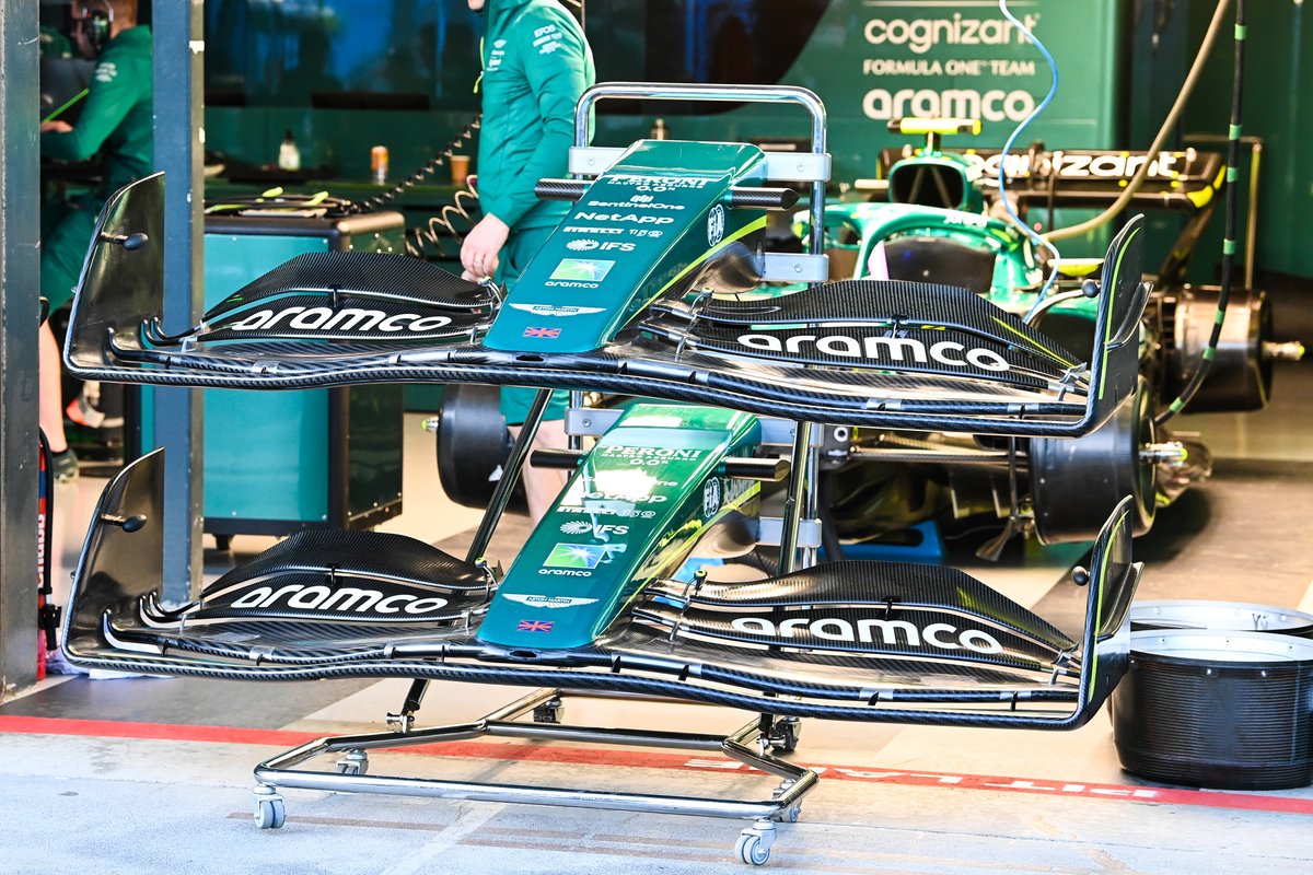 Sección de la nariz y alerón delantero del Aston Martin AMR22