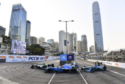 Lucas di Grassi, Audi Sport ABT Schaeffler, leads Sébastien Buemi, Renault e.Dams, and Jean Antonio