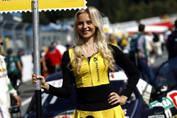 Grid girl of Marco Wittmann, BMW Team RMG, BMW M4 DTM