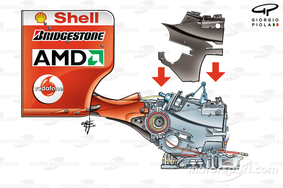 L'assemblage de la boîte de vitesses sur la Ferrari F2004.