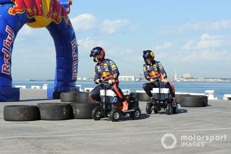 Max Verstappen, Red Bull Racing and Alex Albon, Red Bull Racing at a Red Bull event Grand Pier in St Kilda