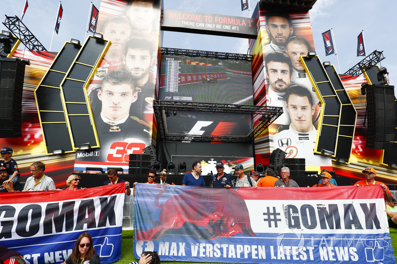 Banners of support for Max Verstappen, Red Bull