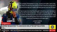 Formula 1: Norris said he was “devastated