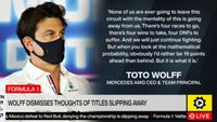 Formula 1: Wolff dismisses thoughts of titles slipping away