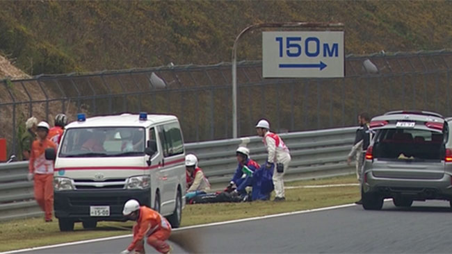 Brutto incidente per De Angelis: bandiera rossa