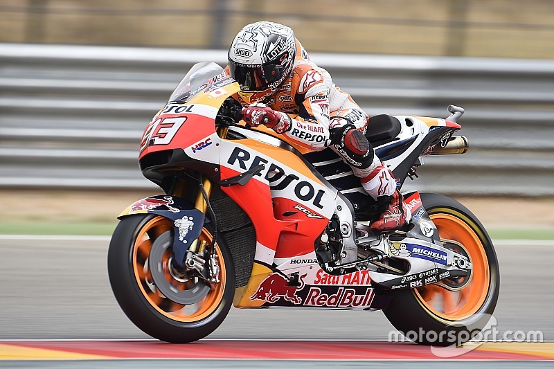Veel crashes in derde training GP Aragon, Marquez aan kop