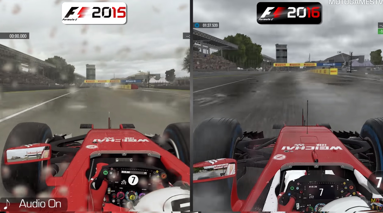 F1 2016 Vs. F1 2015: ennyivel lett jobb a játék esőben