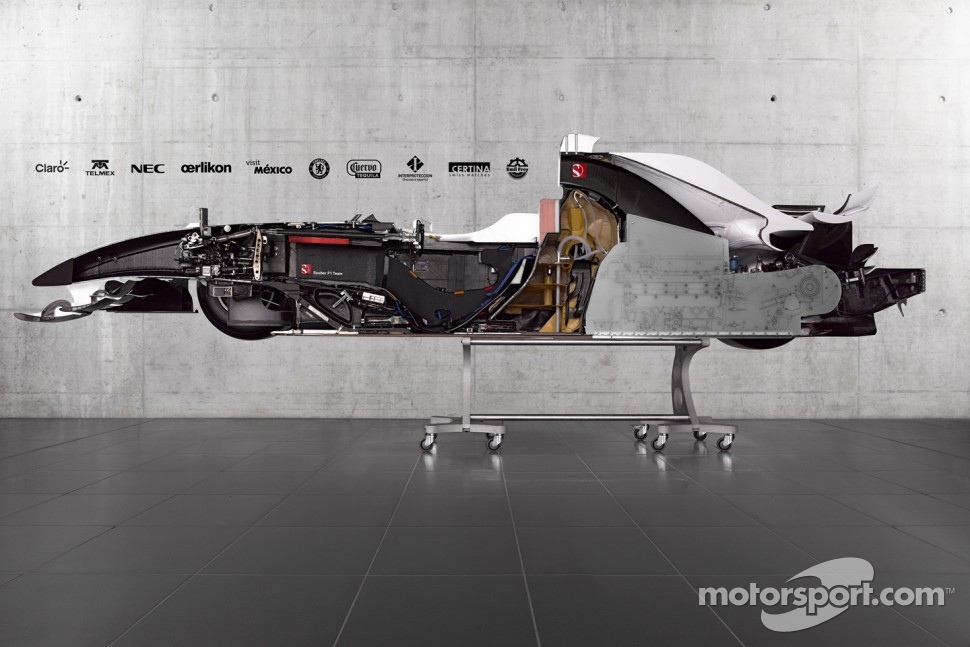 A cutaway view of the Sauber F1.08