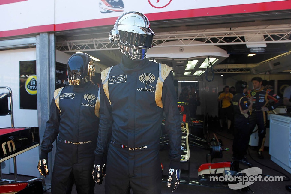 Daft Punk in the Lotus F1 garage area