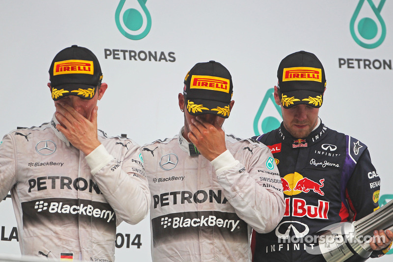 2014: 1. Lewis Hamilton, 2. Nico Rosberg, 3. Sebastian Vettel