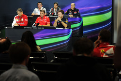 La conferenza stampa FIA: Eric Boullier, McLaren Racing Director; Monisha Kaltenborn, Sauber Team Principal; Franz Tost, Scuderia Toro Rosso Team Principal; Marco Mattiacci, Ferrari Team Principal; Graeme Lowdon, Marussia F1 Team Amministratore Delegato;