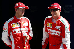 Secondo Kimi Raikkonen, Ferrari, e il terzo, Sebastian Vettel, Ferrari