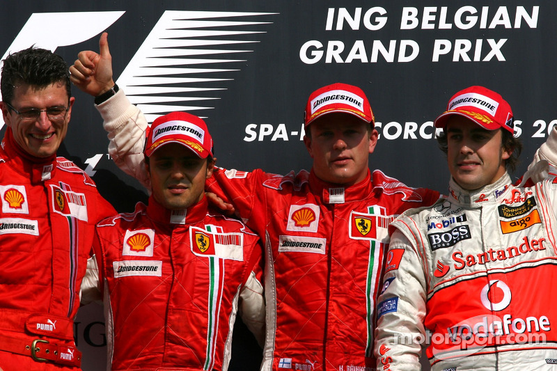 2007: 1. Kimi Raikkonen, 2. Felipe Massa, 3. Fernando Alonso