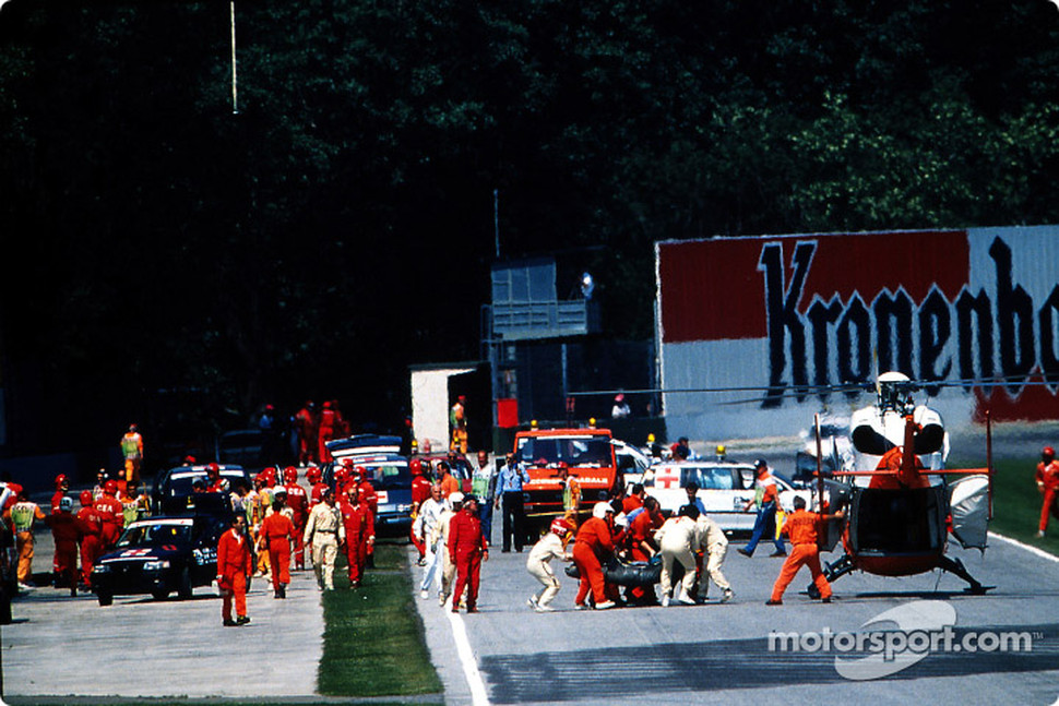 The fatal crash of Ayrton Senna at Tamburello: Ayrton Senna is brought