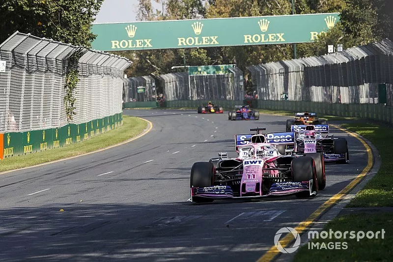 Sergio Perez, Racing Point RP19, voor Lance Stroll, Racing Point RP19