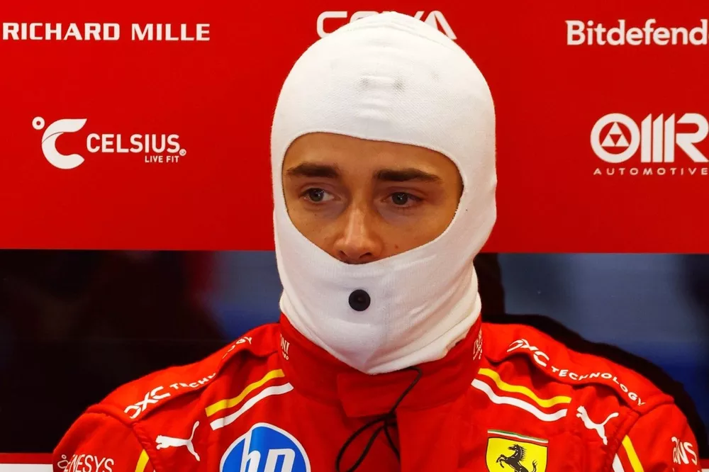 Charles Leclerc, Scuderia Ferrari, prepares in the garage 