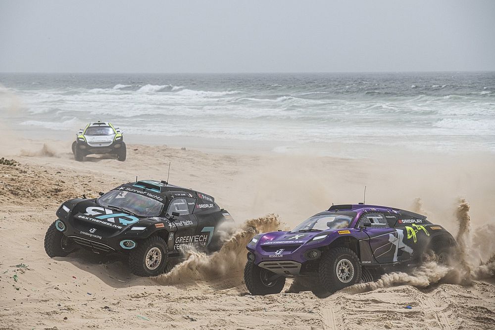 Molly Taylor, Johan Kristoffersson, Rosberg X Racing, and Cristina Gutierrez, Sebastien Loeb, X44, race and collide into the first corner of the final