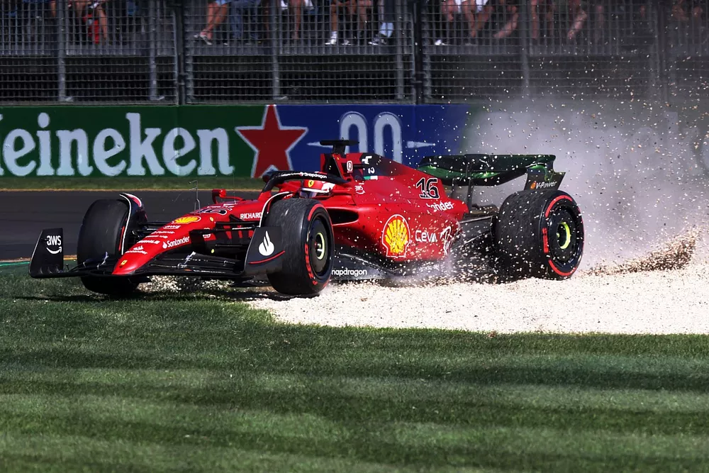 Charles Leclerc, Ferrari F1-75, in the gravel