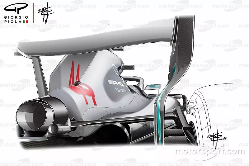 Mercedes AMG F1 W09 back rear view new mirrors