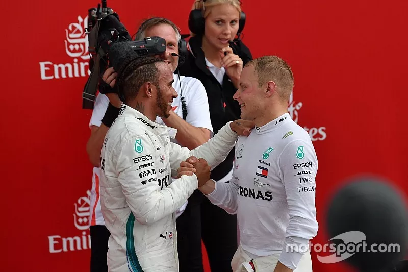 Winnaar Lewis Hamilton en Valtteri Bottas, Mercedes-AMG F1