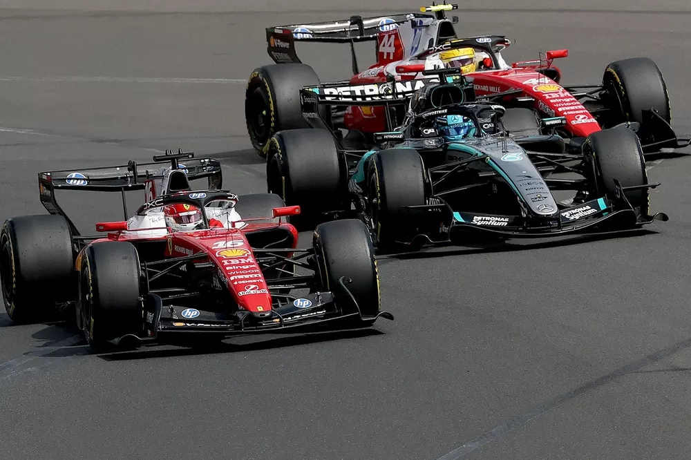 Charles Leclerc, Ferrari, Lewis Hamilton, Ferrari, George Russell, Mercedes