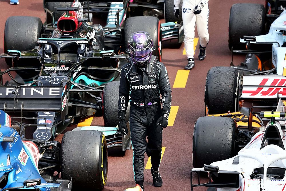 Lewis Hamilton, Mercedes, en Parc Ferme