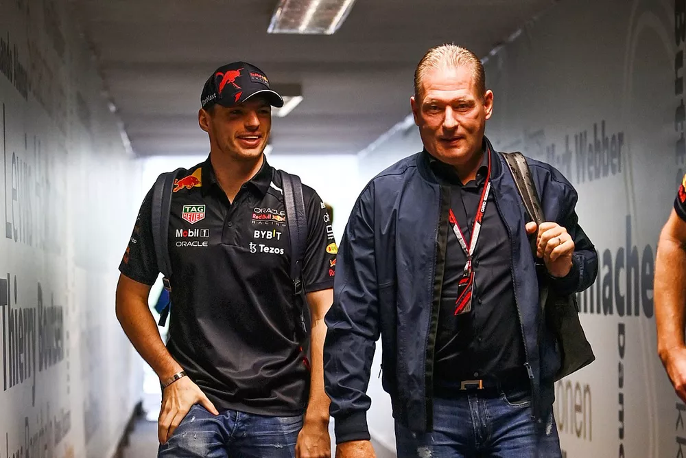 Max Verstappen, Red Bull Racing, Jos Verstappen arrive at the track