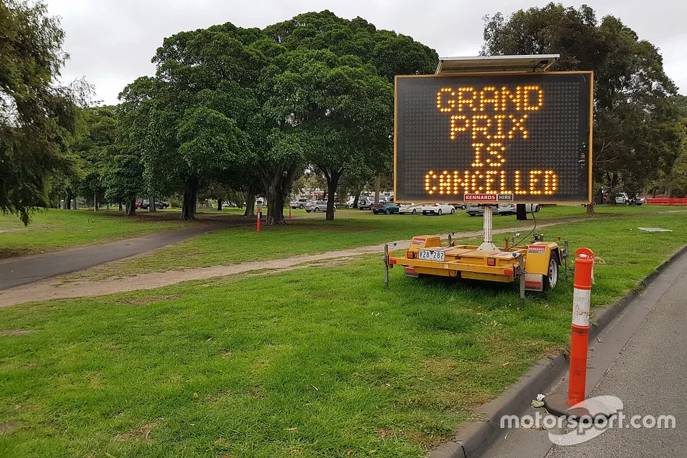 Bord met boodschap: Grand Prix van Australi&euml; is afgelast