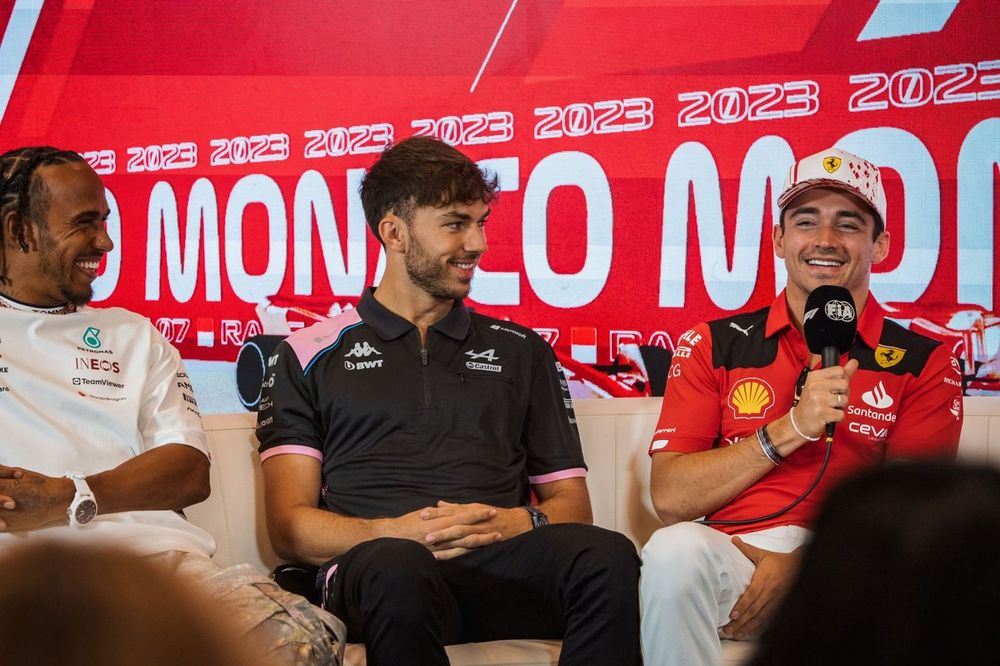 Rueda de prensa Lewis Hamilton, Mercedes-AMG Pierre Gasly, Alpine F1 Team Charles Leclerc, Scuderia Ferrari 