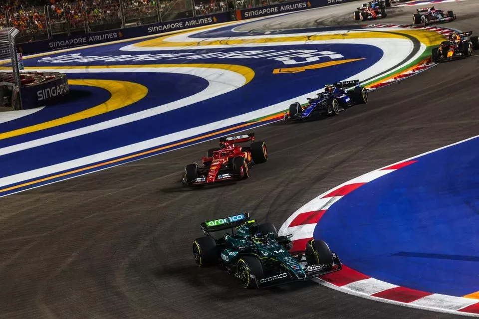 Fernando Alonso, Aston Martin AMR24, Charles Leclerc, Ferrari SF-24, Franco Colapinto, Williams FW46