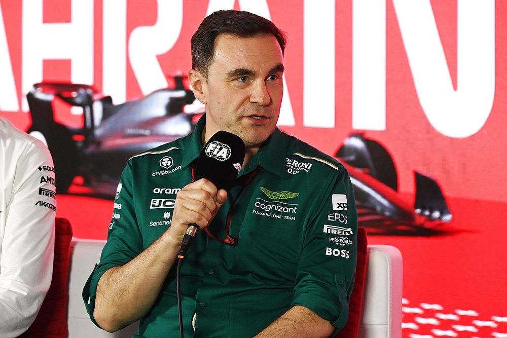 Dan Fallows, Director Técnico del equipo Aston Martin F1, en una rueda de prensa