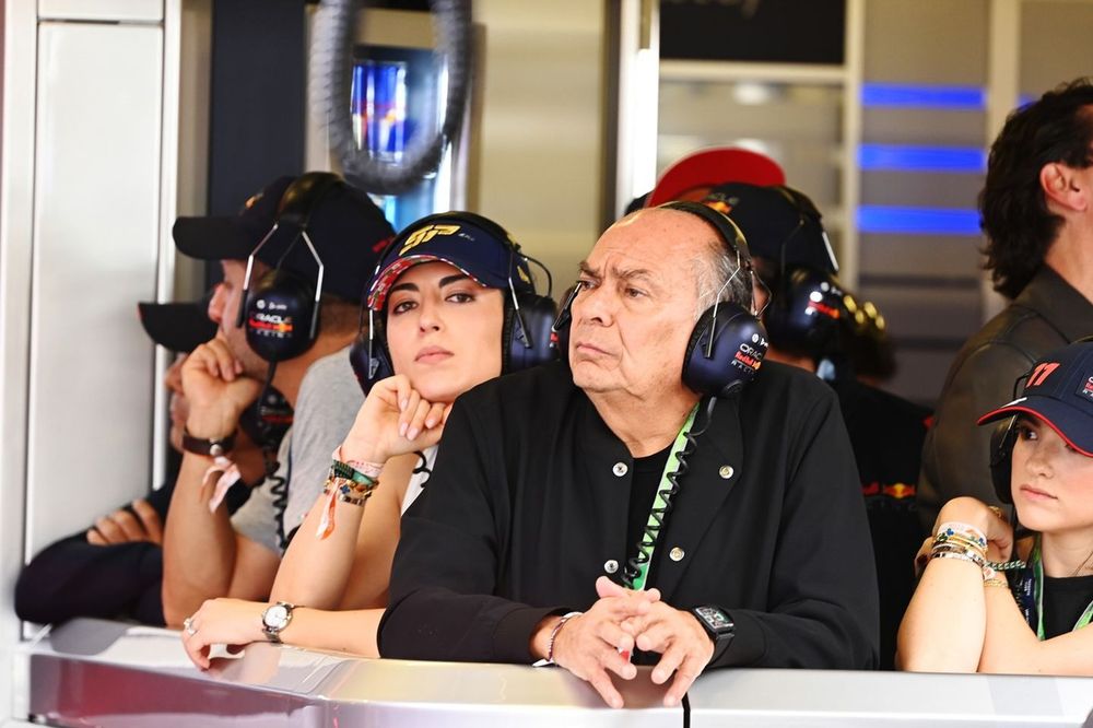 Antonio Perez Garibay, father of Sergio Perez, watches on from the Red Bull garage