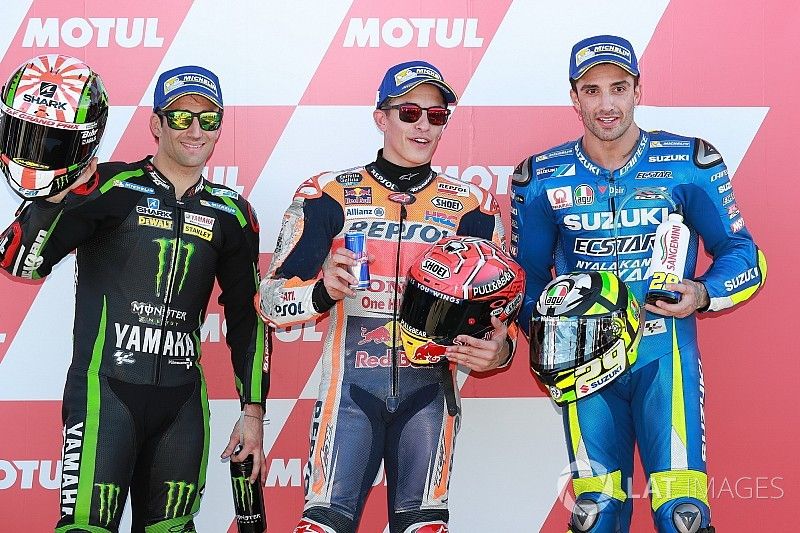 Ganador de la pole Marc M&aacute;rquez, Repsol Honda Team, Johann Zarco, Monster Yamaha Tech 3, Andrea Iann