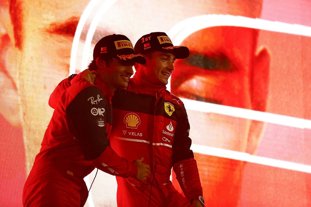 Carlos Sainz Jr., Ferrari, 2nd position, Charles Leclerc, Ferrari, 1st position