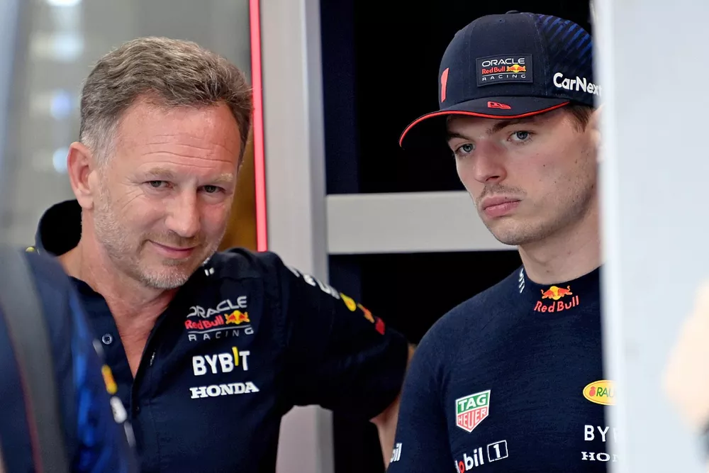 Christian Horner, Team Principal, Red Bull Racing, with Max Verstappen, Red Bull Racing