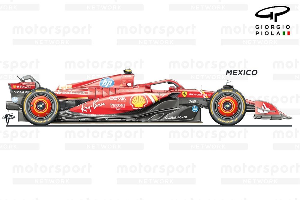 Lateral del Ferrari SF-24 en el Gran Premio de Ciudad de México