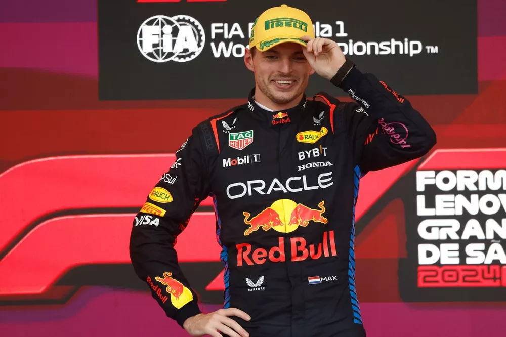Max Verstappen, Red Bull Racing, 1st position, on the podium 