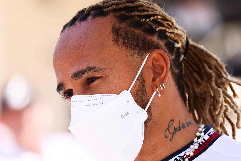 Lewis Hamilton, Mercedes-AMG, talks to press