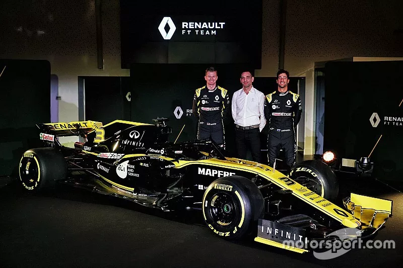 Daniel Ricciardo, Renault Sport F1 Team, Nico Hulkenberg, Renault Sport F1 Team, Cyril Abiteboul, directeur g&eacute;n&eacute;ral