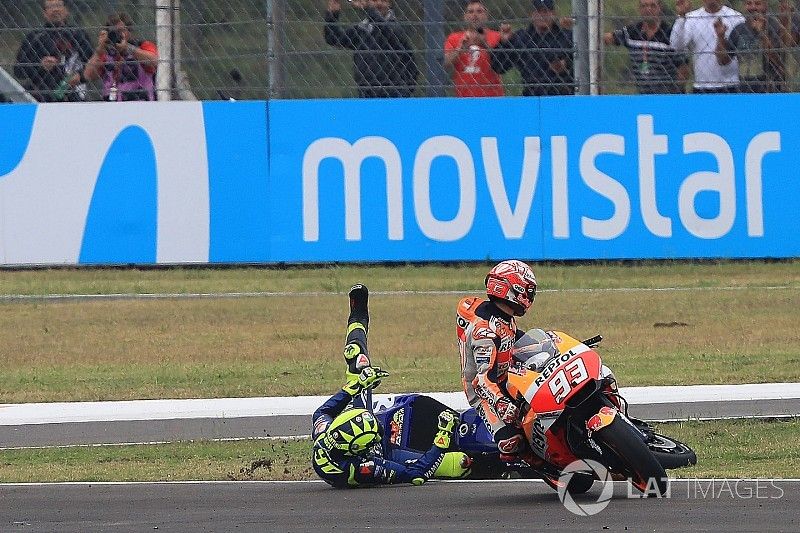 Accidente de Marc M&aacute;rquez, Repsol Honda Team y Valentino Rossi, Yamaha Factory Racing