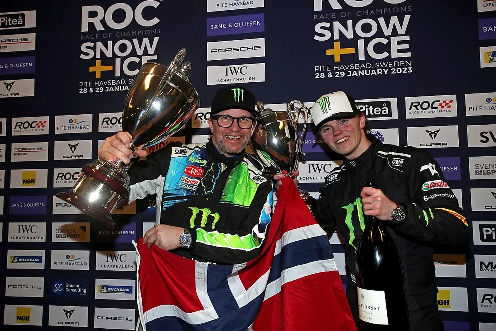 Winners Petter Solberg and Oliver Solberg, Team Norway