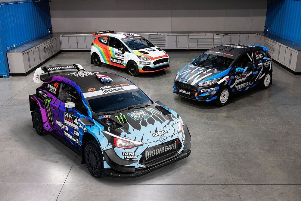 Ken Block, Alessandro Gelsomino, Hyundai i20 Coupe WRC, Lucy Block, Michelle Miller, Ford Fiesta Rally3, Lia Block, Mattew James Ford Fiesta R2T