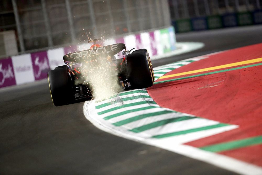 Sparks kick up from Max Verstappen, Red Bull Racing RB18