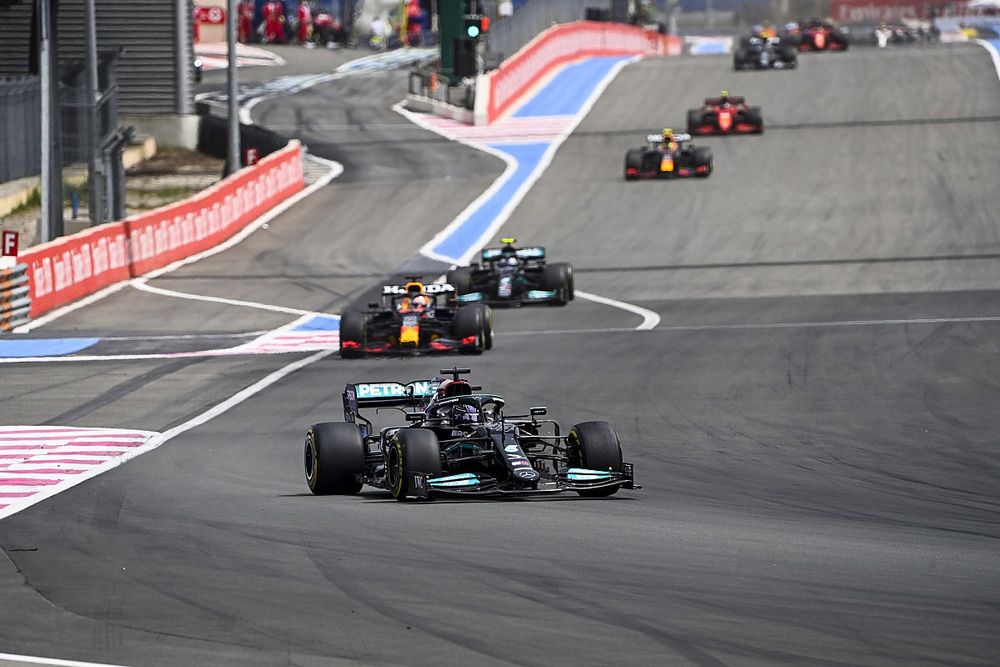 Lewis Hamilton, Mercedes W12, Max Verstappen, Red Bull Racing RB16B, and Valtteri Bottas, Mercedes W12