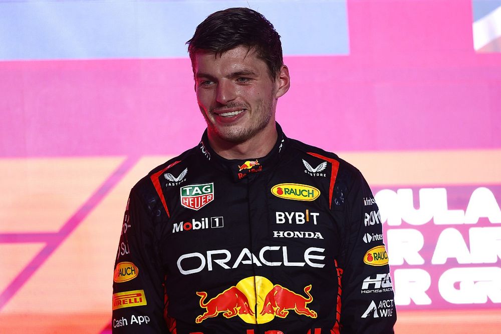 Podio: ganador Max Verstappen, Red Bull Racing
