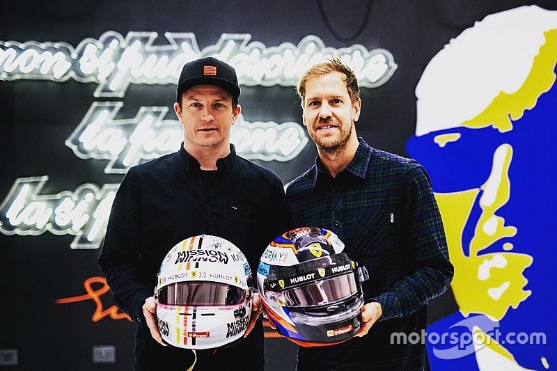 Scambio di caschi tra Kimi e Vettel: